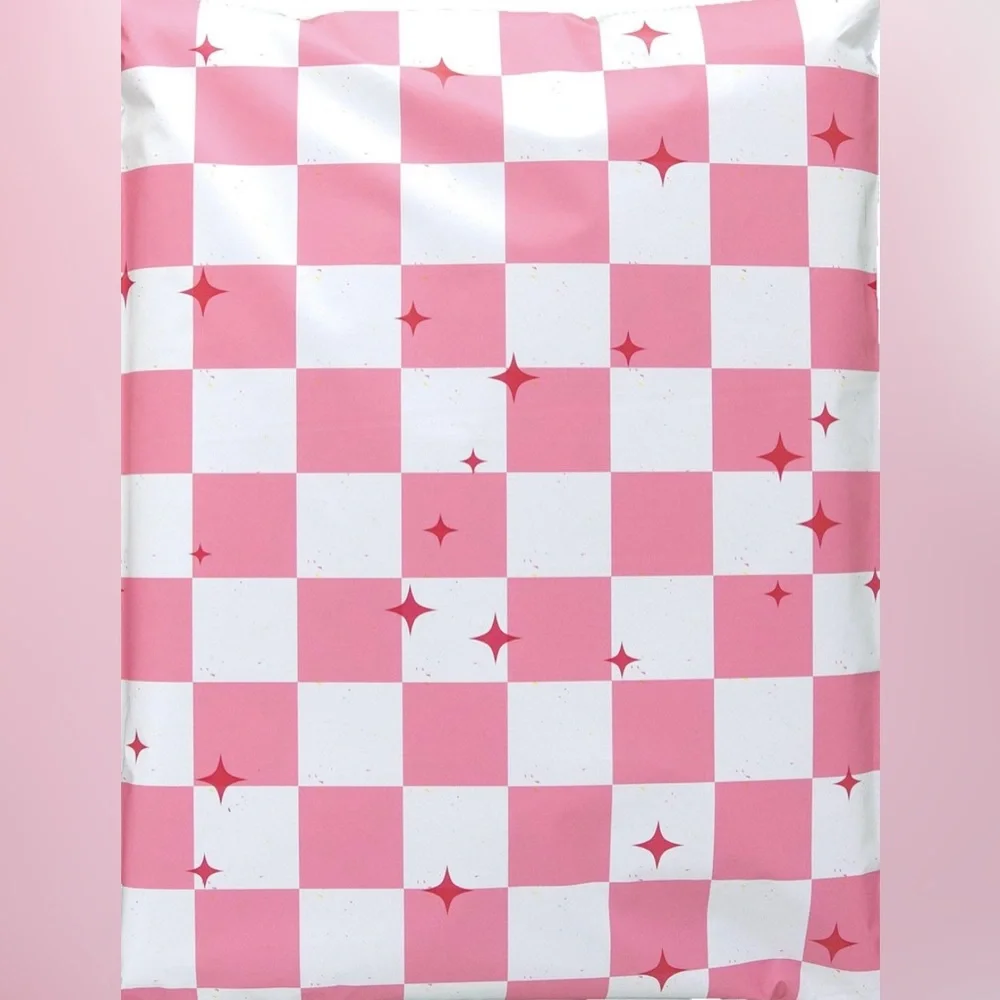 20 pink checkered poly mailers